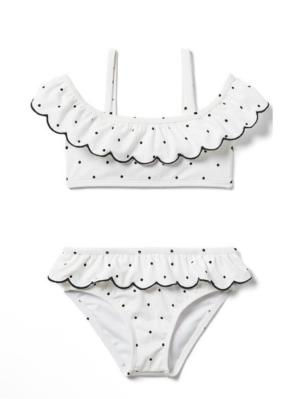 NWT Janie and Jack White Two-Piece with Black Polka Dots - girls 5
